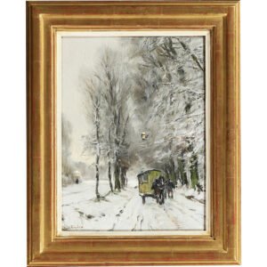 Apol, Louis - A Horse-drawn carriage in the snow (framed)-1080