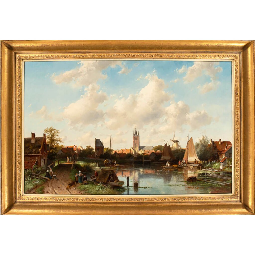 CHARLES LEICKERT (Brussels 1818–1907 Mainz) ‘A View of Delft’ Oil on canvas: 65 x 101 cm Signed, dated Ch. Leickert f. (18)68